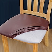 baratos Capa de cadeira-capas de assento para cadeira de jantar capa de assento à prova d&#039;água capas de assento de couro pu capas de assento de cadeira removível capa de almofada de assento de cadeira
