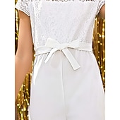 cheap Sets-Kids Girls&#039; Overall &amp; Jumpsuit Solid Color Fashion Lace School 7-13 Years Summer White