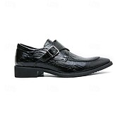 baratos Formal-sapatos formais masculinos estilo monge em couro sintético com padrão de crocodilo brilhante, design elegante com fecho de fivela para eventos empresariais e formais