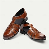 cheap Premium Leather Sandals-Men&#039;s Leather Fisherman Sandals - Breathable Summer Closed-Toe Sandals for Casual &amp; Outdoor Wear