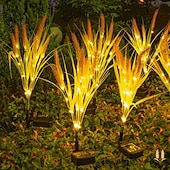 billige Landskapslys-2 stk LED-solar utendørs lys, hvete øre simulering design, jord plug-in lamper for uteplass, gårdsplass, hage, plen, sti, bryllup, fest og festival landskap dekorasjon