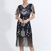 cheap Latin Dancewear-Latin Dance Dress Tassel Pure Color Splicing Women&#039;s Performance Training Short Sleeve High Polyester