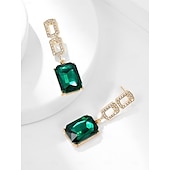 abordables Boucles d&#039;oreilles-Femme Emeraude Zircon Boucles d&#039;Oreille Géométrique Espérer Béni mode simple Des boucles d&#039;oreilles Bijoux Vert Pour Carnaval Fête scolaire 1 paire