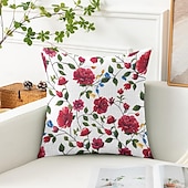 baratos estilo floral e plantas-Capa Decorativa de Almofadas com Flores Bonitas 1PC Capa de Cushion Quadrada Suave para Sofá Capa de Travesseiro para Quarto Sala de Estar
