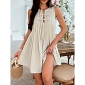 tanie Sukienki kwiatowe-Damskie Sukienka mini Codzienne sukienki Sukienka na szerokich ramiączkach Letnie sukienki Moda Klasyczny Nowoczesny Codzienny Święto Weekend Regularny Równina Bez rękawów Półgolf Czarny Czerwony