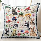 お買い得  アニマルスタイル-動物のウサギ デコラティブトスピローカバー 1PC ソフトなスクエアクッションカバー ベッドルーム リビングルーム ソファ チェア用