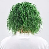 abordables Perruques de fête-Perruque Synthétique Ondulé Tissage bouclé Coupe Asymétrique Avec Bandeau Fabriqué à la machine Perruque 30 pouces A1 Cheveux Synthétiques Homme Classique Confortable Dégradé de Couleur Vert