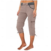 economico pantaloni cargo da donna-Per donna Taglia EU / US Semi-lungo Moda Casual Lunghezza al ginocchio Naturale Semplice Base Confortevole Inelastico Casual Quotidiano Giacinto Tessuto almond Nero 3 # Bianco Estate Primavera
