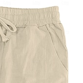 baratos Retrô-Homens Calças de linho Calças Calça verão Calças largas Com Cordão Cintura elástica Perna reta Coqueiro Conforto Respirável Comprimento total Ioga Diário Corrida Moda Retro Vintage Preto Branco