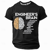 billiga Roliga T-shirts för män-Herr Rolig Ingenjör T-shirt Kortärmad T-shirt 3D-tryck Rund hals Skjorta Mode Dagligen Gata Dagligen Svart Rubinrött Blå Sommar Vår Kläder S M L XL XXL XXXL
