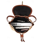 economico Zaini alla moda-zaino in paglia per donna – borsa da viaggio in rattan intrecciato boho con cinturini in pelle, zaino da spiaggia estivo chic, borsa casual per le vacanze e l&#039;uso quotidiano bianco rosa marrone