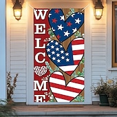 baratos Banners de Garagem e Porta-Decorações de Porta do Dia da Independência de 4 de Julho Cobrimentos de Porta Tapestry Americana Cortina de Porta Decoração Fundo Interior/Exterior Faixa de Porta para Porta da Frente Fazenda