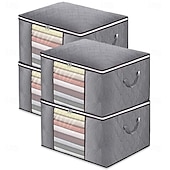 cheap Clothing &amp; Closet Storage-4-Pack Heavy-Duty Storage Bags with Zipper Under Bed Storage Waterproof Moving &amp; Travel Storage Organizers Foldable Reinforced Handles for Clothes, Bedding,Blankets Space-Saving,Vertical Style
