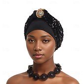 levne Svatební čelenka-Doplňky do vlasů Směs polyester / bavlna Korálky Se širší krempou Turbany Svatební Narozeniny S Třpytky Flitry Přílba Pokrývky Hlavy