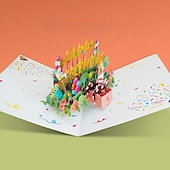 abordables Fournitures pour Fête d&#039;Anniversaire-Carte de vœux 3D pour fête d&#039;anniversaire, carte de vœux dépliable en papier sculpté fait main, joyeux anniversaire