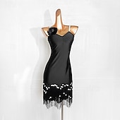 levne Oblečení na latinskoamerické tance-Latinské tance Šaty Korálky Třásně Čistá Barva Dámské Výkon Trénink Bez rukávů Spandex