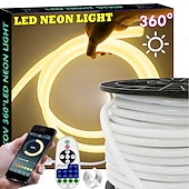 זול רצועות נורות LED-360 רצועת LED ניאון עם אפליקציית bluetooth תזמון סינכרון מוזיקה 10-132 רגל גמיש/עמיד למים/לד חבל אור שלט רחוק 23 מפתחות מתאים לבית/גן/בניין קישוט DIY decoration ac220v