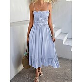 abordables Robes d&#039;été-Femme Robe mi-longue robe blanche Robe casual Robe d&#039;été Robe à enfiler Mode Moderne du quotidien Plage Fin de semaine Standard Plein Sans Manches Bretelles Fines Noir Jaune Bleu Vert Eté
