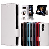 Недорогие Чехлы для Samsung-телефон Кейс для Назначение SSamsung Galaxy Z-сгиб 6 Z Fold 5 Z Fold 4 Z Fold 3 Z Fold 2 Кейс на заднюю панель со стендом с ремешком на запястье Разъем для карты Ретро ТПУ Кожа PU