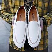 levne Pánské nazouváky a mokasíny-pánské plesové boty - bílé nazouvací mokasíny z umělé kůže s elegantním designem pro svatby a formální události