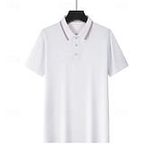  Homens Camisa de golfe Polos Piquê Casual O negócio gola pólo com nervuras Manga Curta Moda Básico Côr Sólida Botões Verão Primavera & Outono Normal Branco Verde Claro Azul Marinho Camisa de golfe