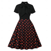 cheap Dresses-Retro Vintage 1950s Dress Swing Dress Heart Women&#039;s Carnival Masquerade Daily Wear Bachelorette Party Adults&#039; Dress Homecoming Dresses