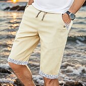 baratos Feriado-Homens Calção Shorts de linho Shorts de verão Shorts de praia Bolsos Com Cordão Cintura elástica Gráfico Conforto Respirável Curto Férias Feriado Praia Havaiana Boho Azul Azul Céu