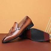 economico Semi-formale-scarpe derby kentucky marroni da uomo con dettaglio nappa - oxford in pelle lucida per eventi di corsa e occasioni formali