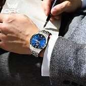 economico Orologi al quarzo-Orologio di Lusso Brand OPK Orologio in Acciaio Inossidabile Business Doppio Calendario Impermeabile Orologio da Uomo Multi Funzione Luce Notturna