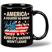 cheap Mugs &amp; Cups-Patriotic Coffee Mug America A Country So Great 11oz Black Ceramic Cup Funny USA Gift for Men Women Veterans Independence Day Political Humor Drinkware