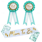 economico Forniture per eventi e feste-Kit fascia e fiore all&#039;occhiello per baby shower, set per futura mamma con spilla floreale, fascia di galateo e fiore all&#039;occhiello per futura mamma per decorazioni per feste per neonati