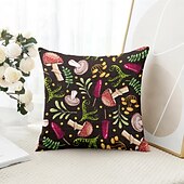 cheap Floral &amp; Plants Style-Mushroom Plant Decorative Toss Pillows Cover 1PC Soft Square Couch Cushion Case Pillowcase for Bedroom Livingroom Sofa Chair