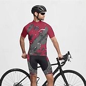 tanie Męskie koszulki-Męskie Koszulka rowerowa Krótki rękaw Rower Tee Tshirt Dżersej z 3 tylnymi kieszeniami Kolarstwo górskie Oddychający Szybkie wysychanie Anatomiczny kształt Odprowadzające wilgoć Burgundowy Granatowy