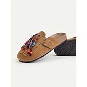 billiga Lätta damskor-damfransar med pärlor – solbrända mocka slip-on loafers med färgglada tofsar och spänne för boho-stil, avslappnade utflykter och sommarfestivaler