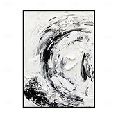 abordables Peintures Abstraites-peinture à l&#039;huile faite à la main, décoration murale, abstrait, simple, texture noir et blanc, pour la décoration intérieure, peinture roulée sans cadre, non étirée