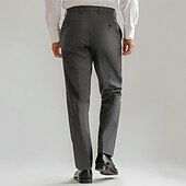 cheap Men's Elite Pants-Men's Dress Pants Solid Color Wearable No-Iron Full Length Formal Wedding Party Elegant Fashion Black Grey Micro-elastic