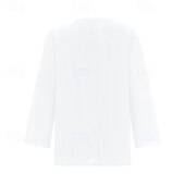 preiswerte Hemden-Damen Bluse Baumwoll-Leinen-Hemden Einfach Basic Modern Dreiviertelarm V Ausschnitt Normale Oberteile Täglich Ferien Ausgehen Knöpfe Schwarz Weiß Rosa Braun Aprikose Sommer