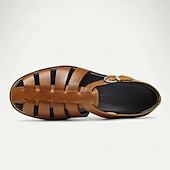 cheap Premium Leather Sandals-Men&#039;s Classic Brown Leather Fisherman Sandals - Versatile Summer Footwear for Casual Outings