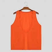 cheap Tank Tops-Men&#039;s Tank Top Vest Undershirt Sleeveless Shirt Sleeveless Deep V Summer Plain Fashion Classic Casual V Neck Basic Street Casual Sports Black White Orange Top Tee for Men