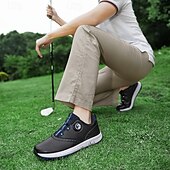 cheap Men&#039;s Golf Shoes-Men&#039;s Modern White Golf Shoes with Blue Detailing, Lace-Up Design, Breathable Upper, Perfect for Professional Golfers
