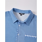 abordables Classique-Homme Chemise Chemise Lin Chemise de plage Plaid Intérieur Vacances Bleu Vert Kaki Manche Courte Col rabattu Eté Vêtement Tenue