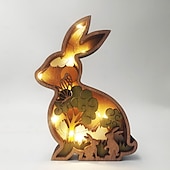 ieftine Lumini decorative-lumină de Paște lampă de iepure sculptată 3d pădure animale decor artă fermă din lemn decor de masă decor cabină decor creșă decor munte pentru dormitor sufragerie perfect pentru Paște (iepure)