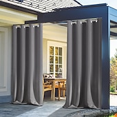 cheap Waterproof Curtains-Waterproof Outdoor Curtains for Indoor Wedding Patio Thick Privacy Grommet Curtains for Wedding Bedroom, Living Room, Porch, Pergola, Cabana, 1 Panel