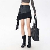 cheap Bottoms-Retro Vintage Medieval Steampunk Mini Skirt Pirate Ruffle Asymmetric Hem Women&#039;s Halloween Carnival Casual Daily Ren Faire Adults&#039; Skirt