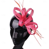 preiswerte Faszinator-Kopfschmuck Faux Leinen Hochzeits Pferderennen Cocktail Elegant Süß Mit Feder Kopfschmuck Kopfbedeckung