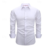 cheap Men&#039;s Non Iron Shirts-Men&#039;s Shirt Dress Shirt Button Up Shirt Solid / Plain Color Wedding Daily Black White Red Sky Blue Long Sleeve Turndown Spring &amp;  Fall Clothing Apparel Patchwork