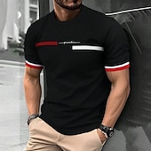 abordables T-shirts décontractés pour hommes-Homme T-shirt Chemise à manches courtes Manche Courte Col Rond Printemps &amp; Automne impression de lettre Mode Designer Imprimé Vacances Rue Sortir Bleu marine Noir Blanche T-shirt haut de gamme pour