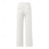 baratos Calça de linho de algodão simples-Mulheres Calças de linho de algodão Calças Simples Casual Comprimento total Natural Tecido Bolsos Design de cordão elástico Confortável Exterior Rua Roupa Diária Marron Escuro Verde Depressão Azul de