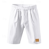 economico Classico-Per uomo Shorts Shorts di Lino Pantaloncini Estivi Shorts da Spiaggia Coulisse Elastico in vita Gamba Dritta Semplice Comodità Traspirante Lunghezza al ginocchio All&#039;aperto Quotidiano Ferie Moda