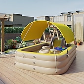 cheap Pools, Hot Tubs &amp; Supplies-Inflatable Pool for Kids and Adults With slide and sunshade,Full-Sized Inflatable Kiddie Pools,Above Ground Pools for Family, Backyard, Garden, Lawn, Outdoor ( Paddling Pool/ Kiddie Pool)